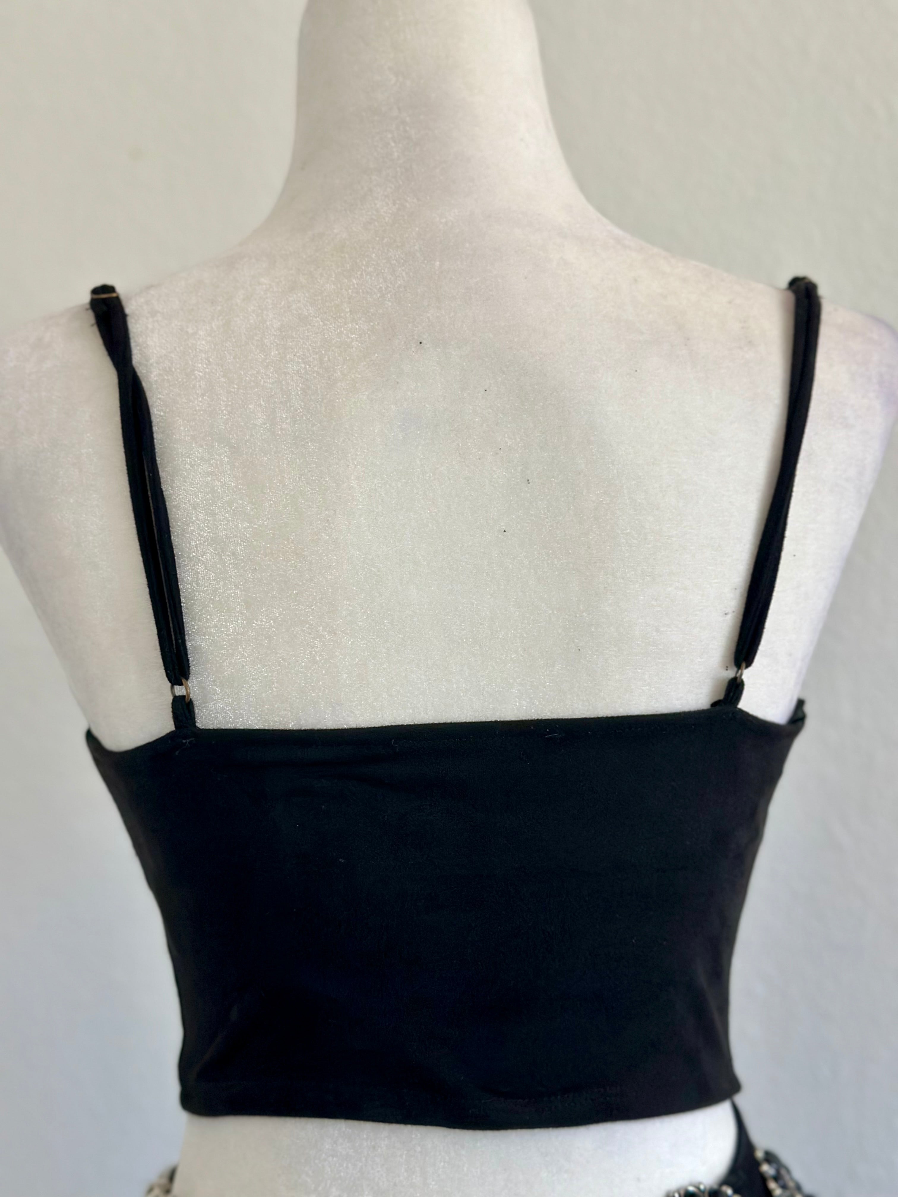 Bibi Suede Crop Top (Black)