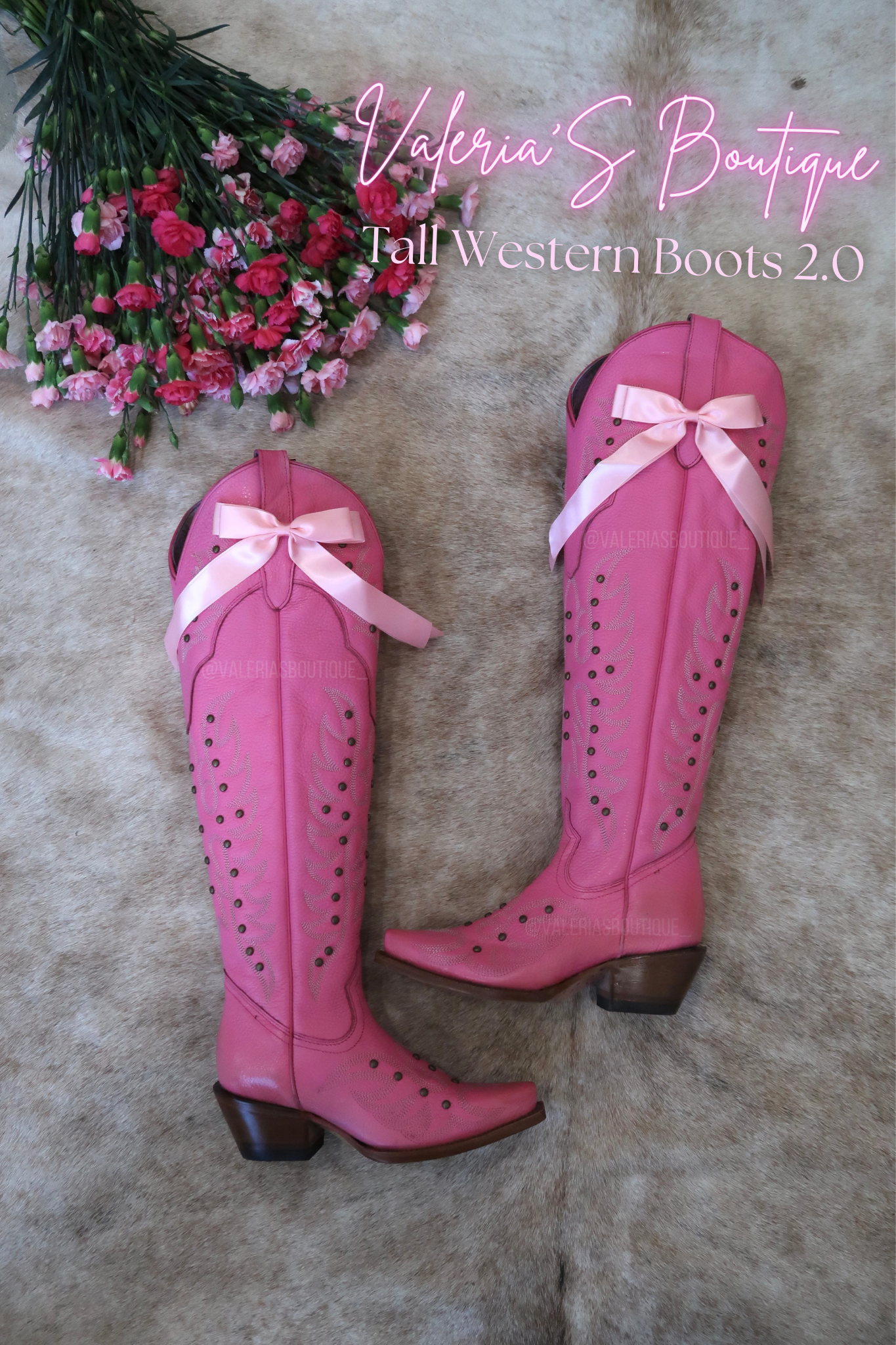 Valeria’S Boutique Tall Western Boots 2.0 (Pink)