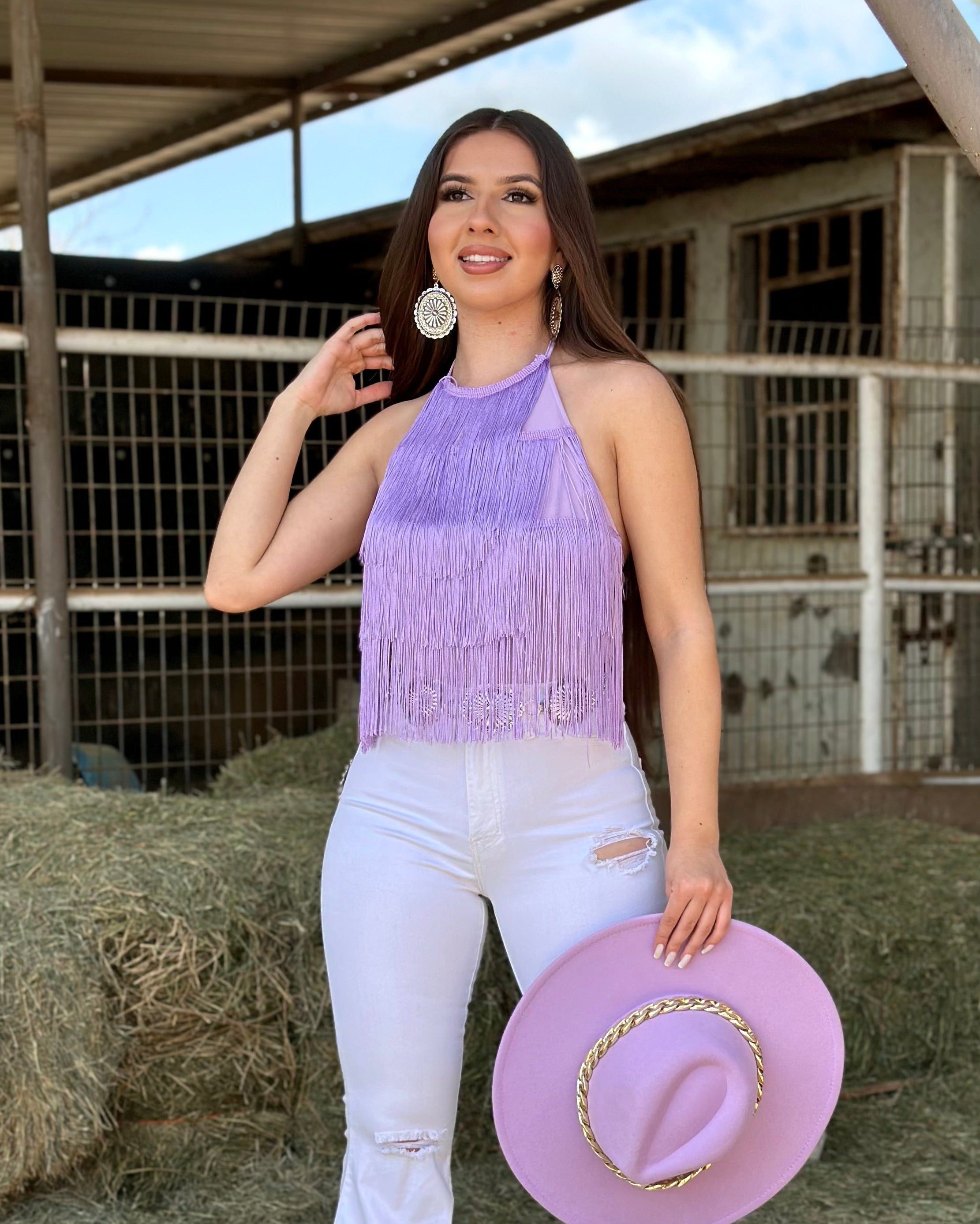 Bailar De Caballito Fringe Bodysuit (Lavender)