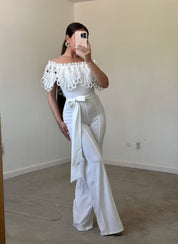 Favela Crochet Jumpsuit (White)