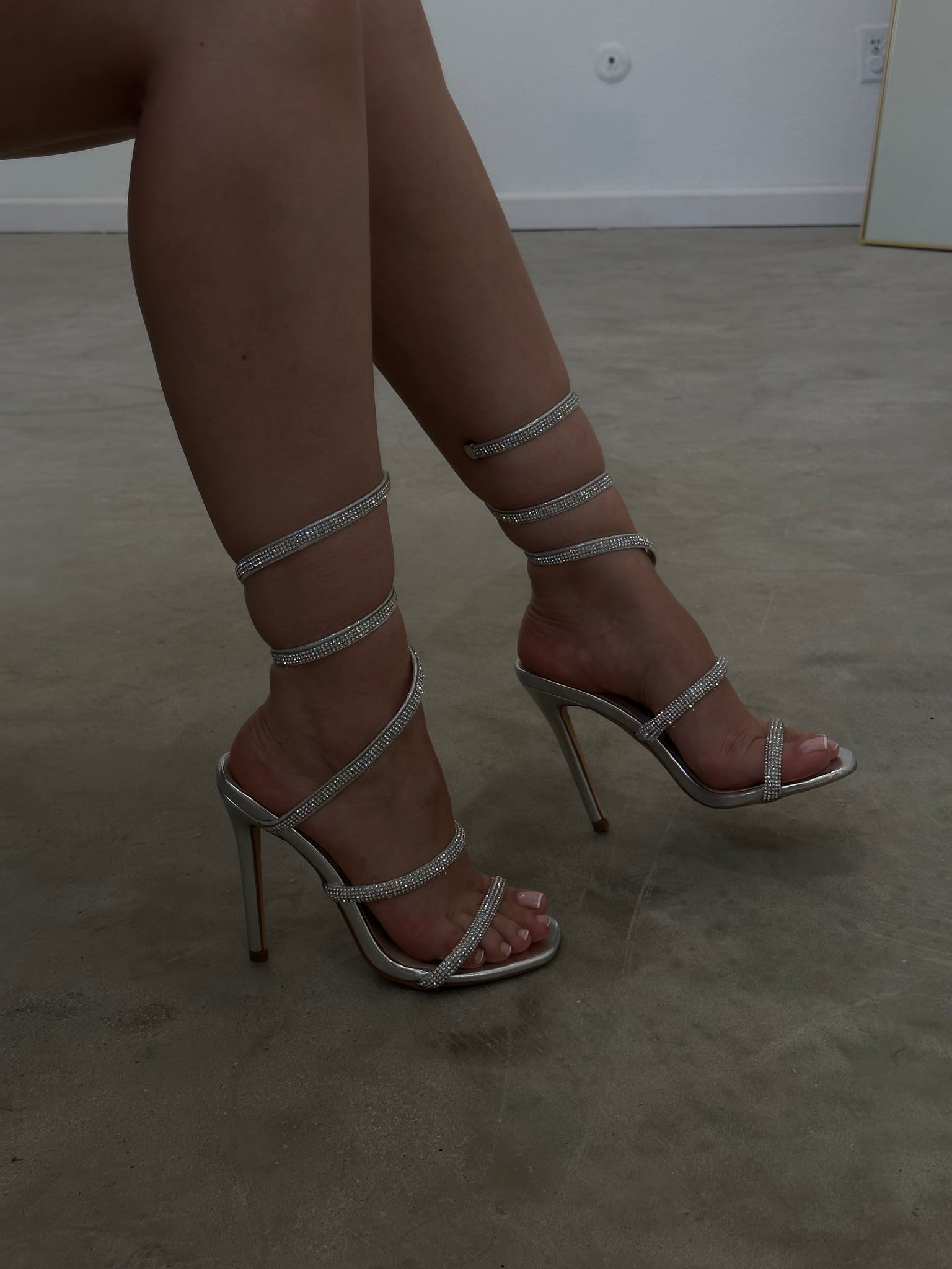 Patricia Wrap Around Heels (Silver)
