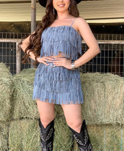 Let’s Rodeo Fringe Top (Blue)