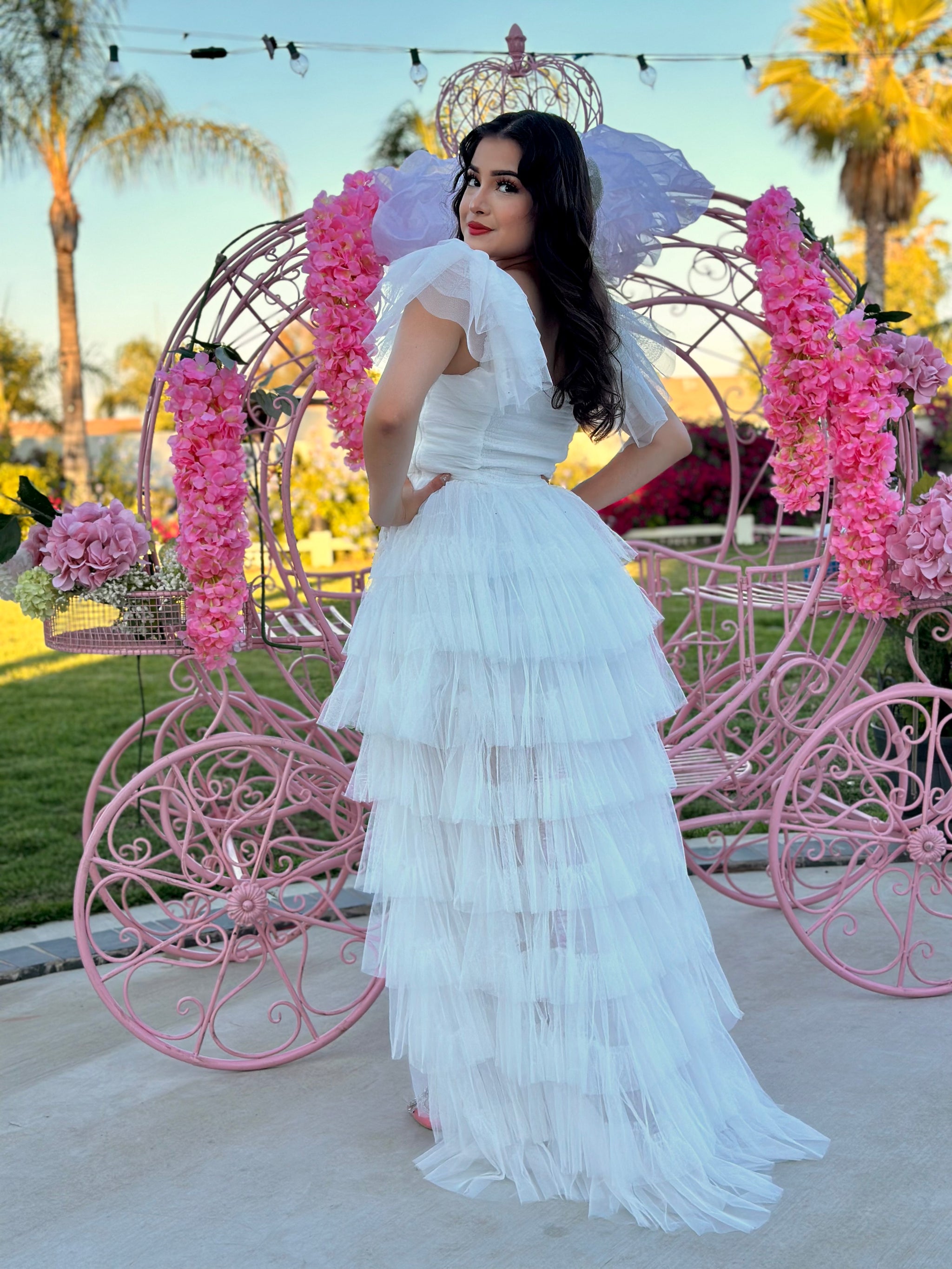 princess fairytale dress Blue Strapless Tulle Long Prom Dress, Beautiful with Bo The voluminous layered tulle skirt cascades gracefully ToLaFio Princess Costume for Girls