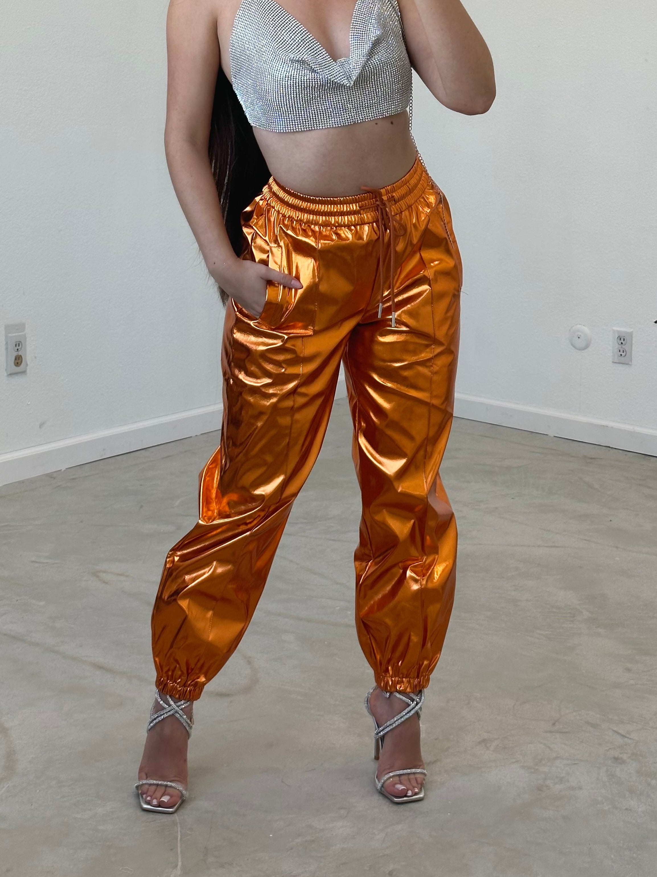 Galax Metallic Jogger Pants (Orange)