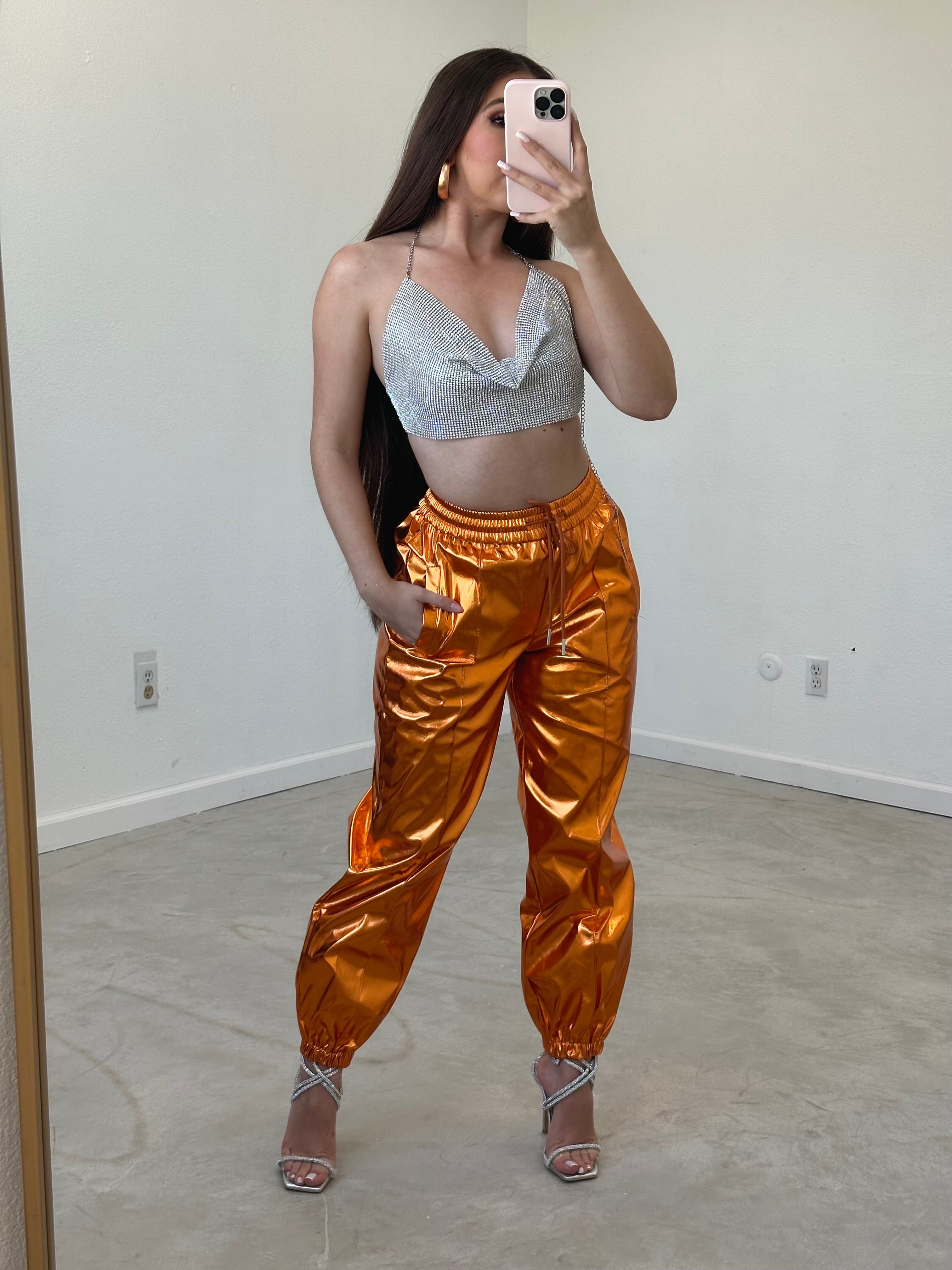 Galax Metallic Jogger Pants (Orange)