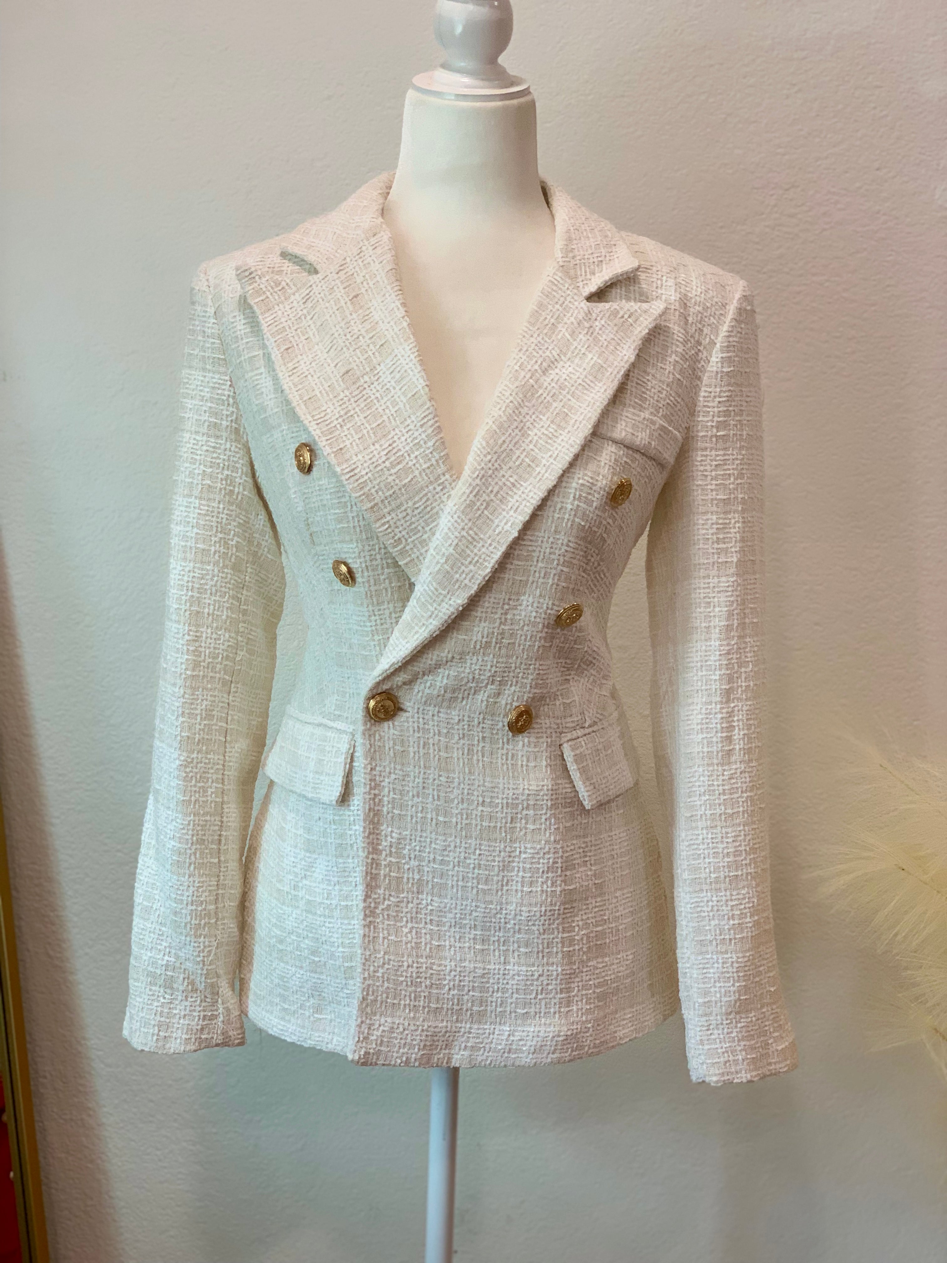 Manhattan Tweed Blazer (White)