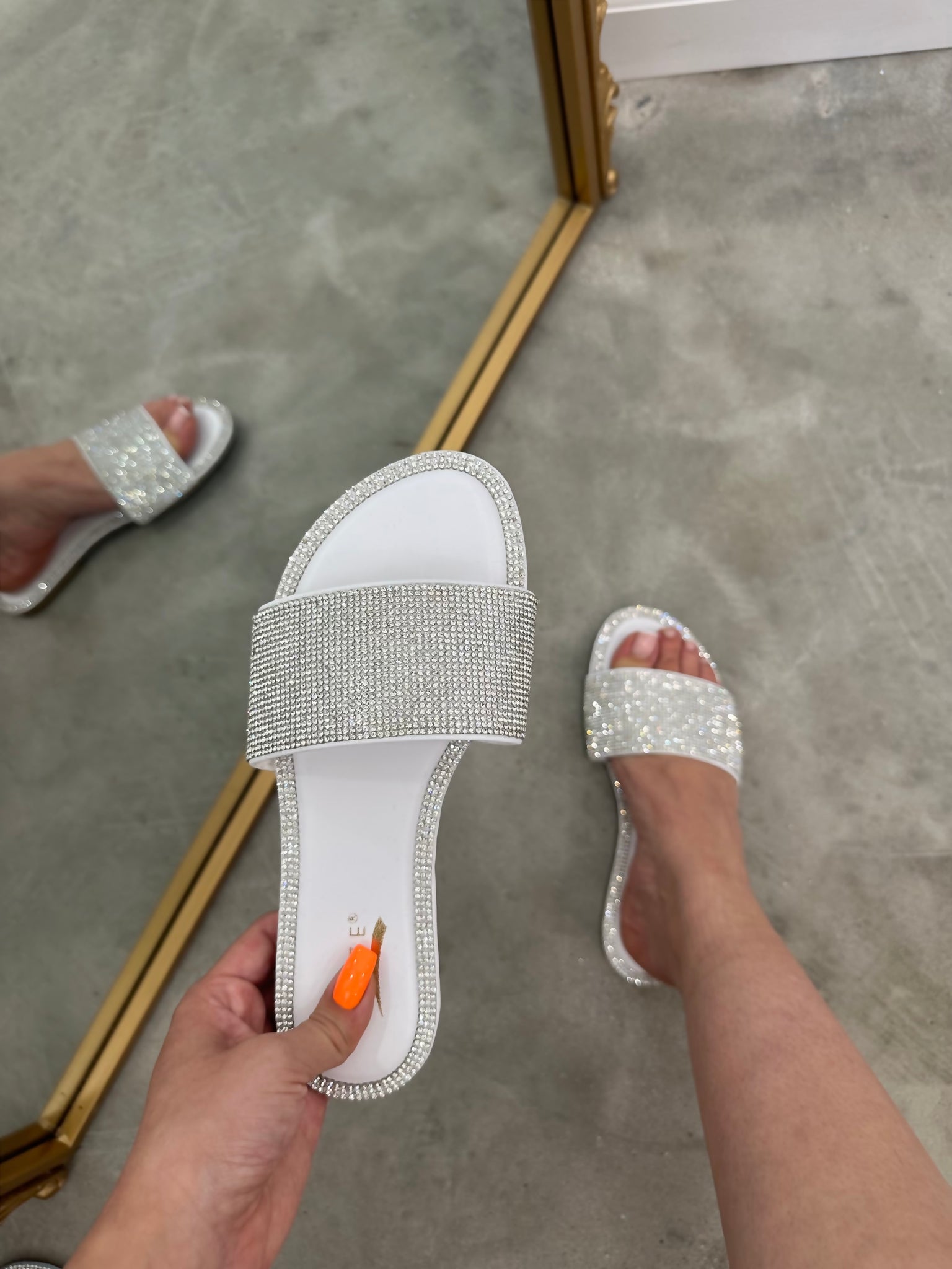 Brittany Embellished Sandals (White)