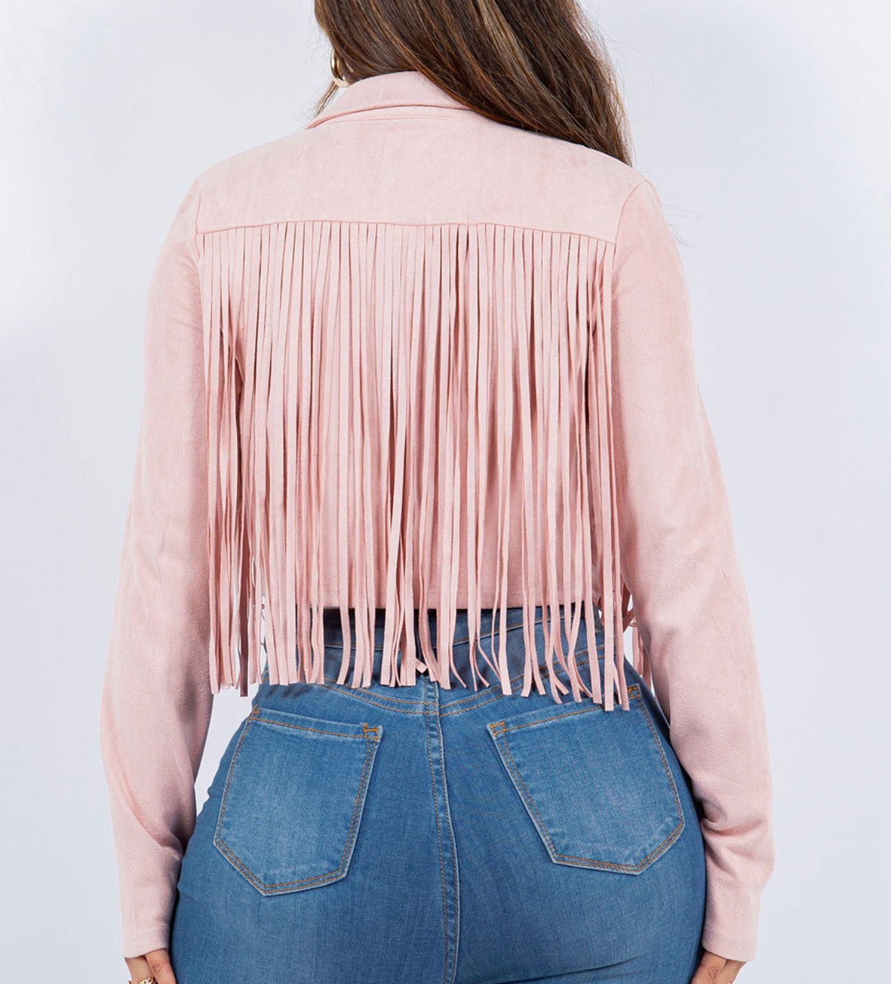 Camila Suede Fringe Jacket (Pink)