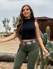 Ciena Turtleneck Ribbed Tank Top (Black)