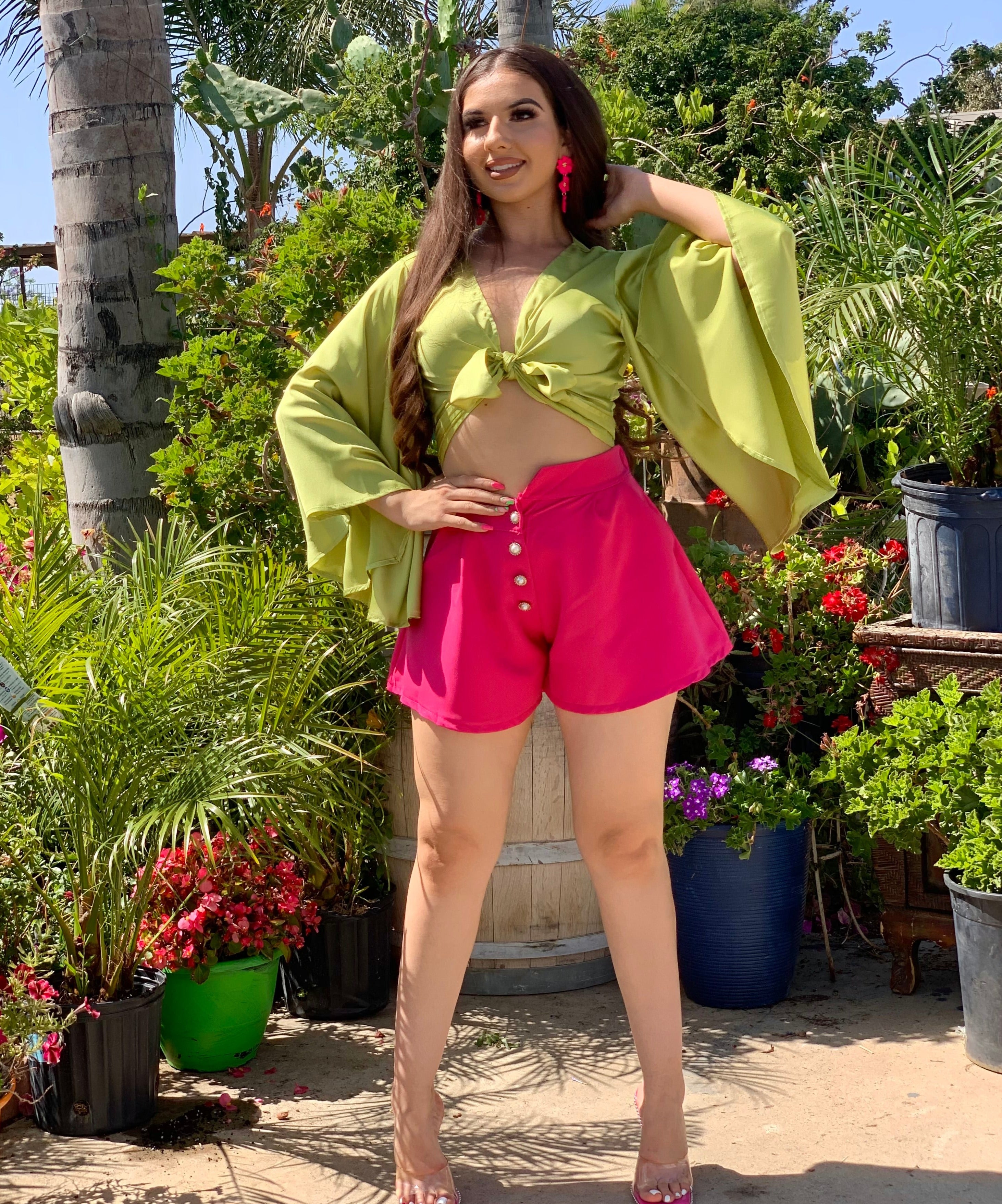 Cayetana Wide Leg Shorts (Pink)