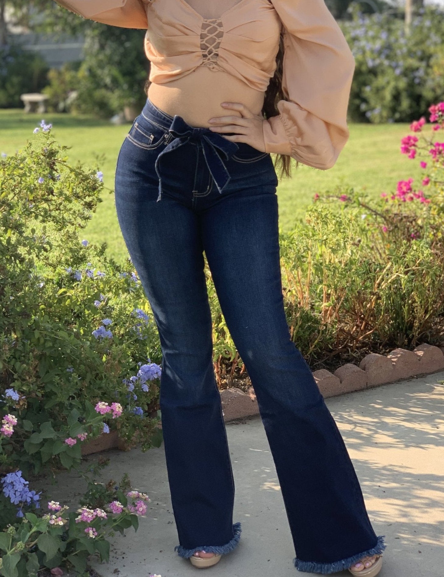 Roxana High Rise Flare Jeans (Dark) - Valeria'S Boutique 