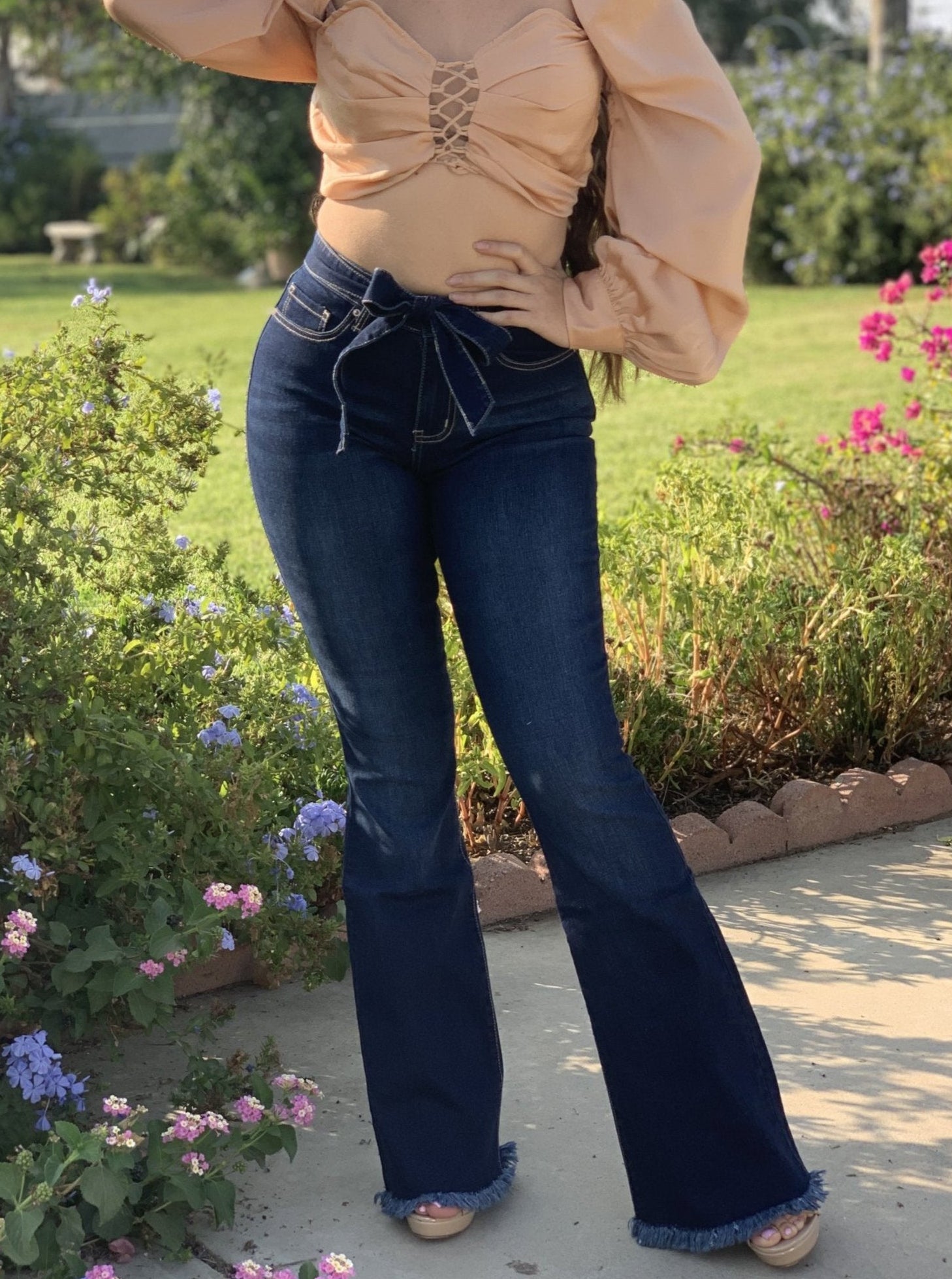 Roxana High Rise Flare Jeans (Dark) - Valeria'S Boutique 