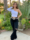 Rosalia High Rise Flare Jeans (Black) - Long Length 34'" Inseam - Valeria'S Boutique 