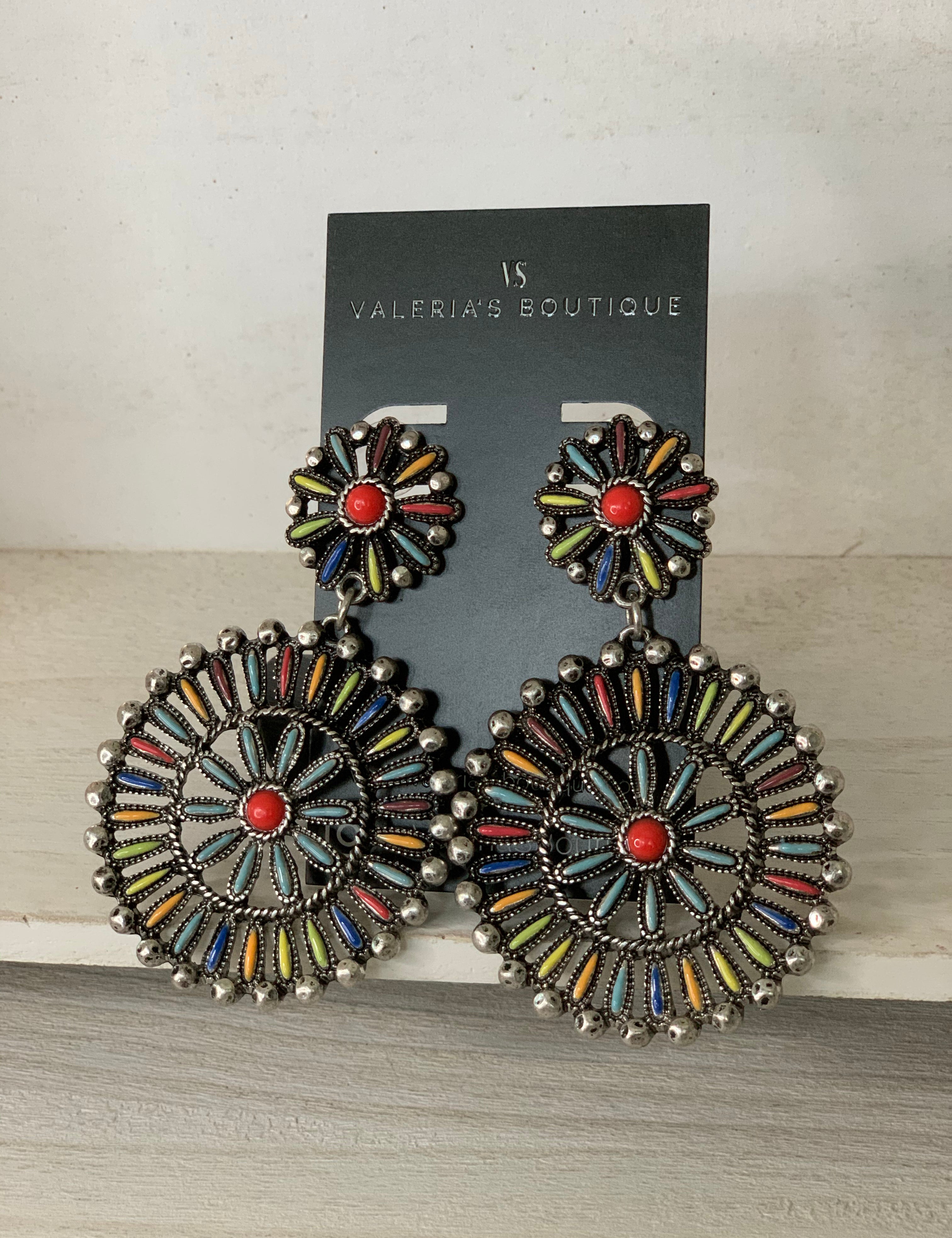 Pinwheel Flower Drop Earrings - Valeria'S Boutique 