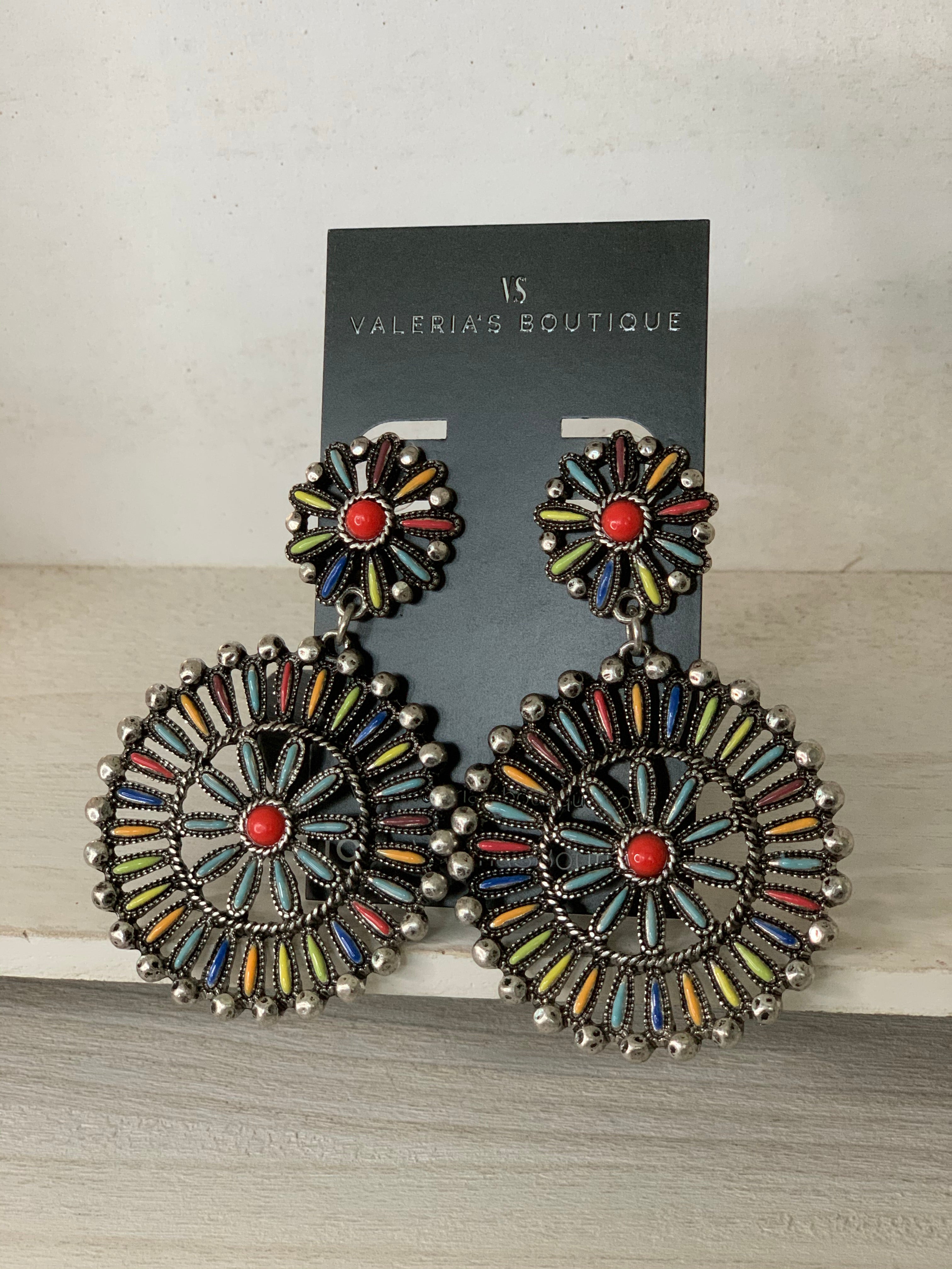 Pinwheel Flower Drop Earrings - Valeria'S Boutique 