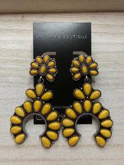 Large Squash Blossom Drop Earrings (Yellow)