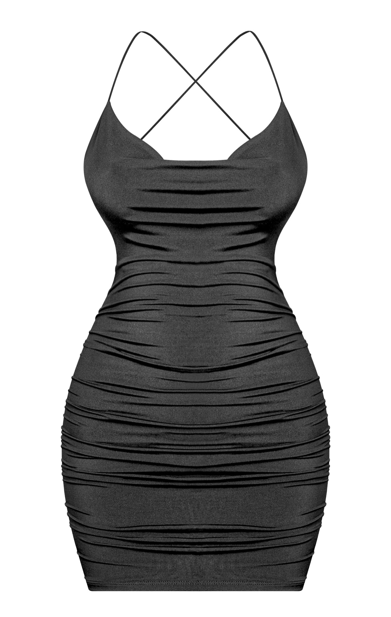 Naylea Ruched Back Mini Dress (Black) Naylea Ruched Back Mini Dress (Black)