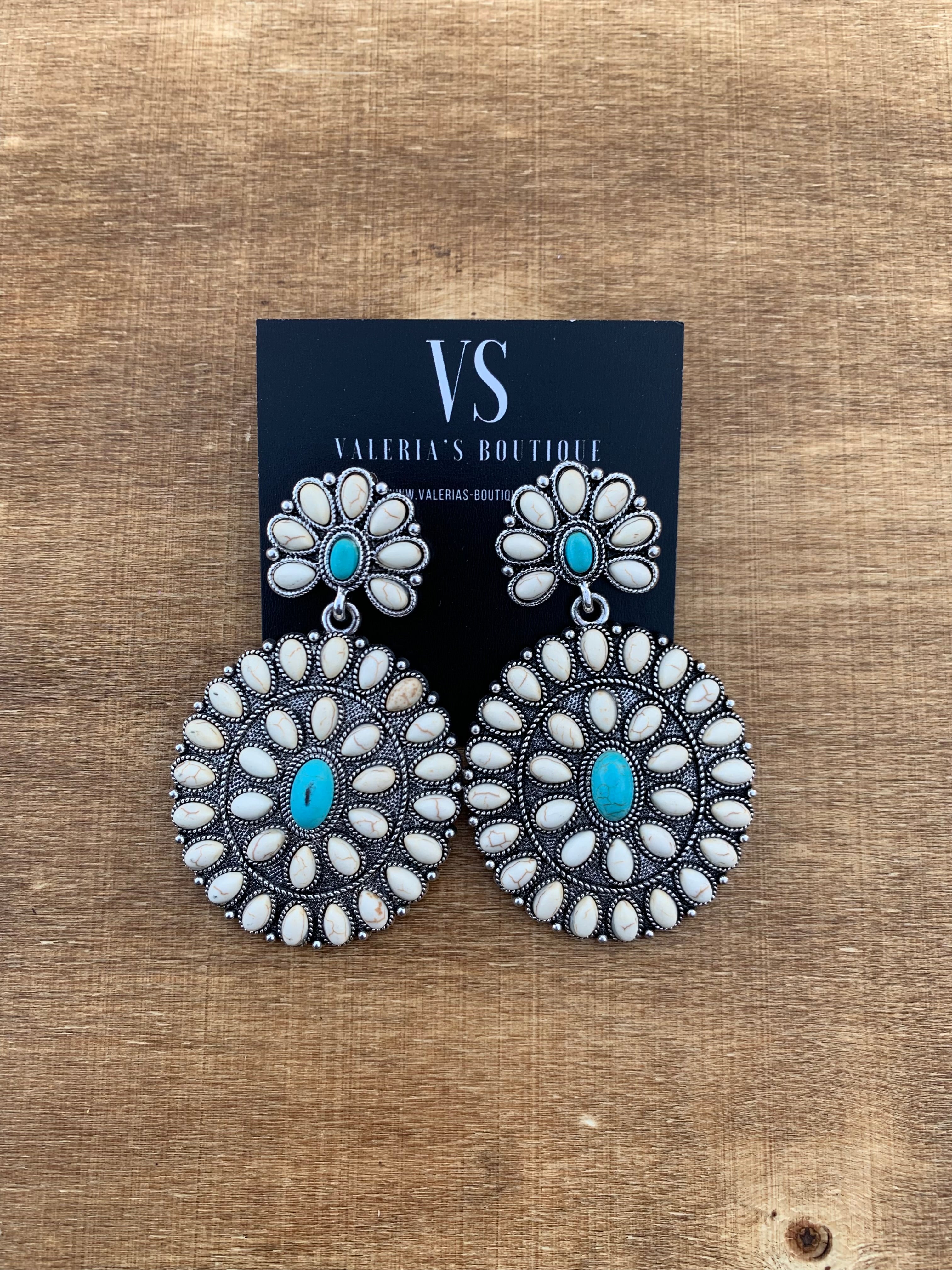THE Concho Earrings (White & Turquoise)