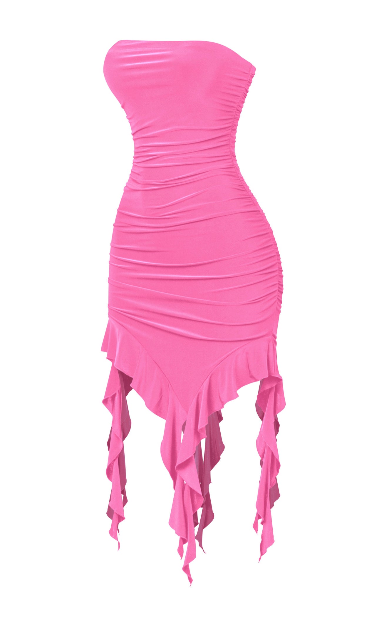 Naylea Ruffled Asymmetrical Dress (Pink)