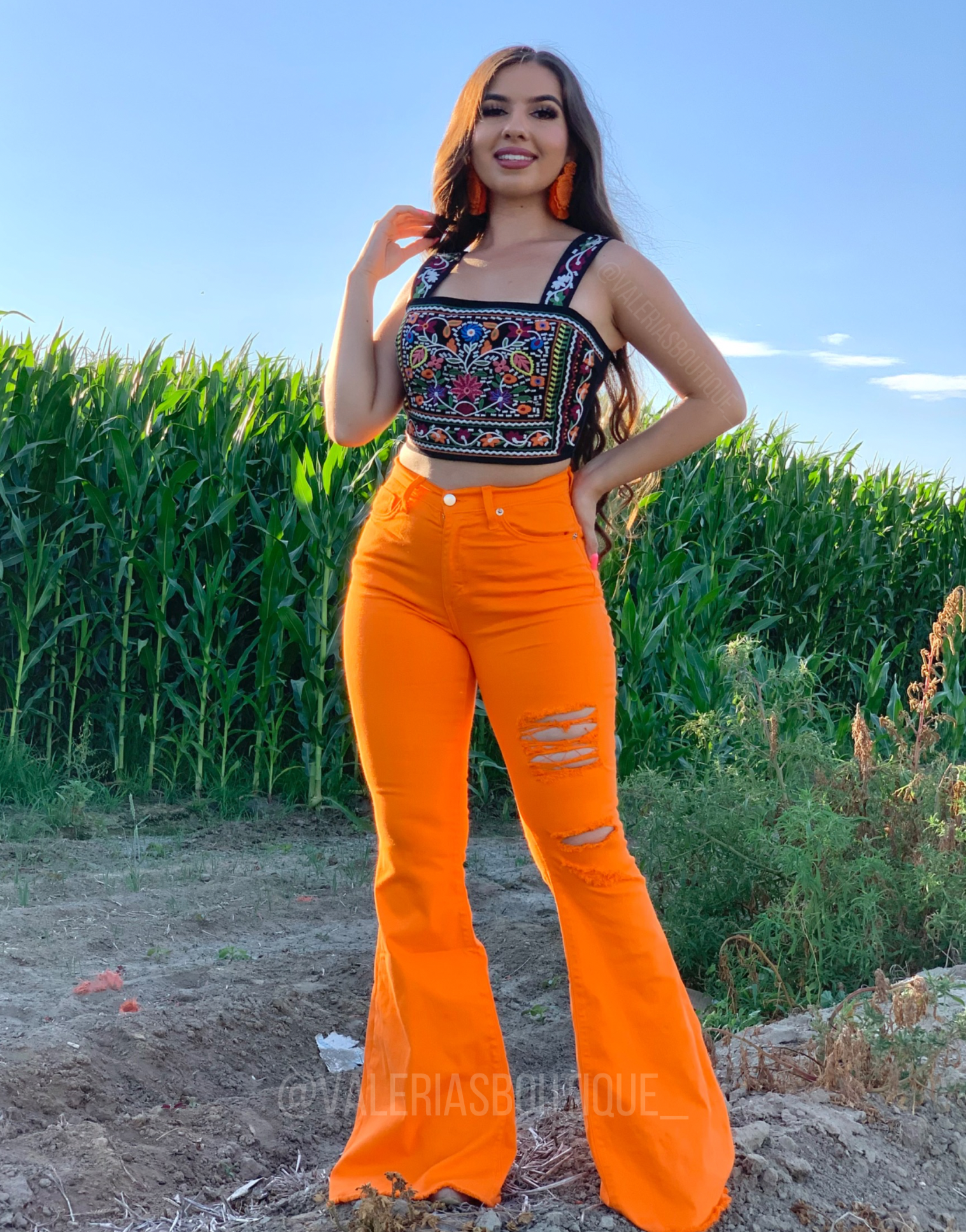 Cempasúchil High Rise Flare Jeans - Short Length 32" Inseam