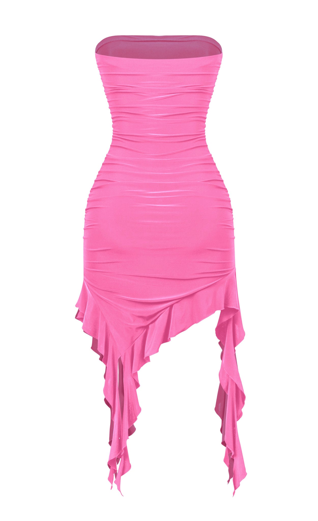 Naylea Ruffled Asymmetrical Dress (Pink)