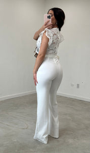 Fabiola Crochet Jumpsuit (White)