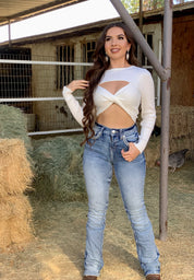 Michael Sweater Crop Top (White)