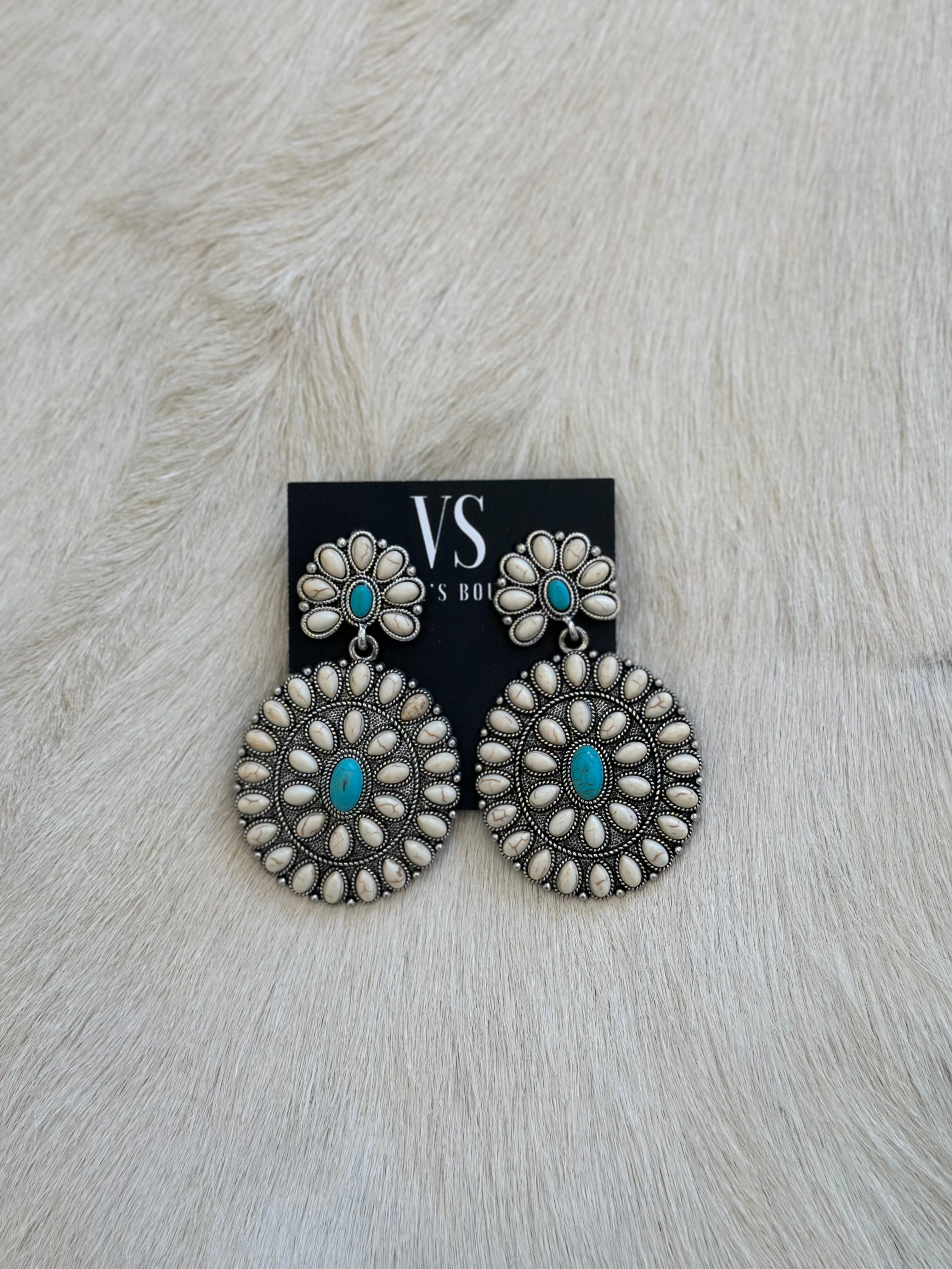 THE Concho Earrings (White & Turquoise)