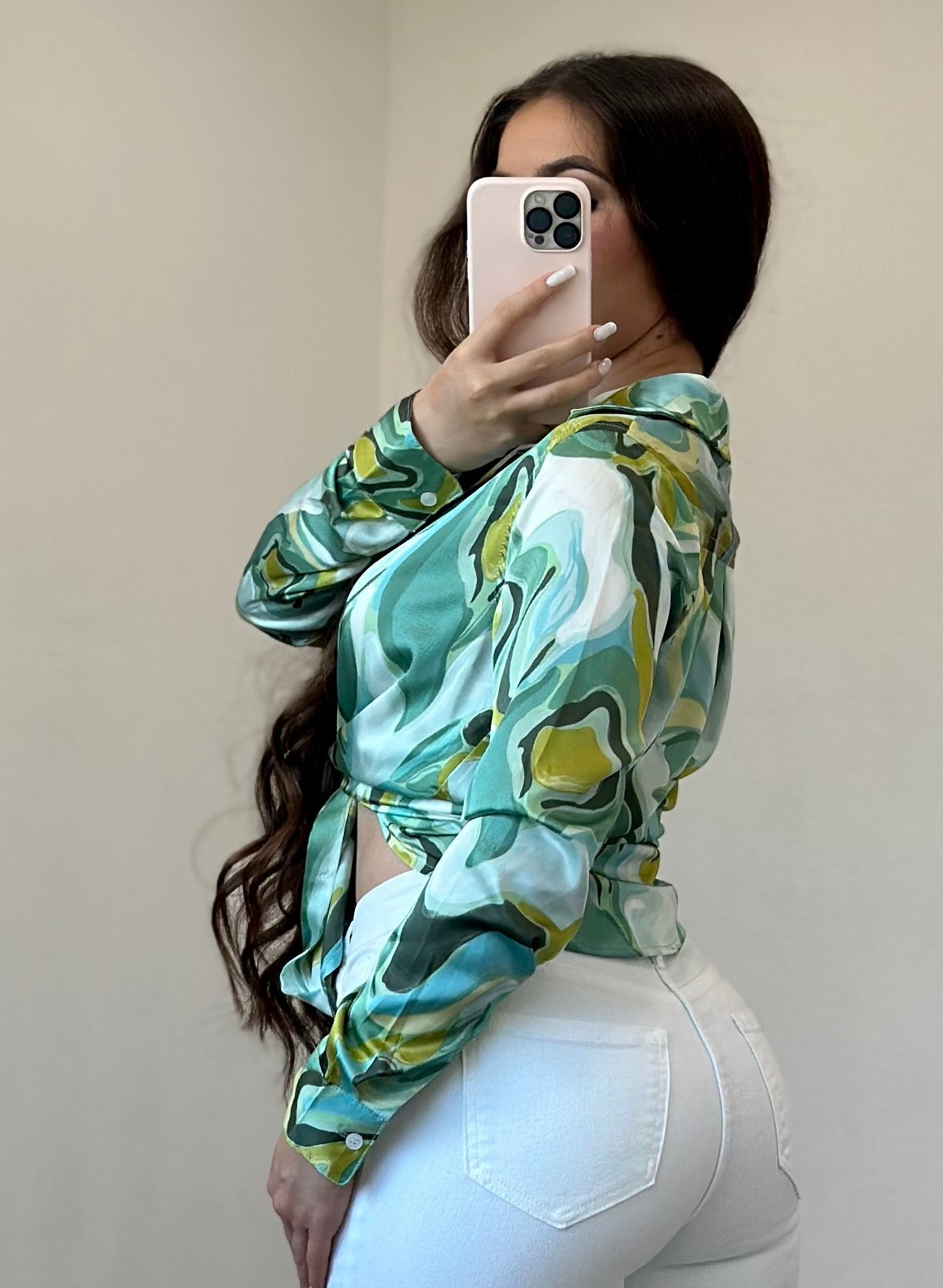 Jailyne Swirl Satin Blouse