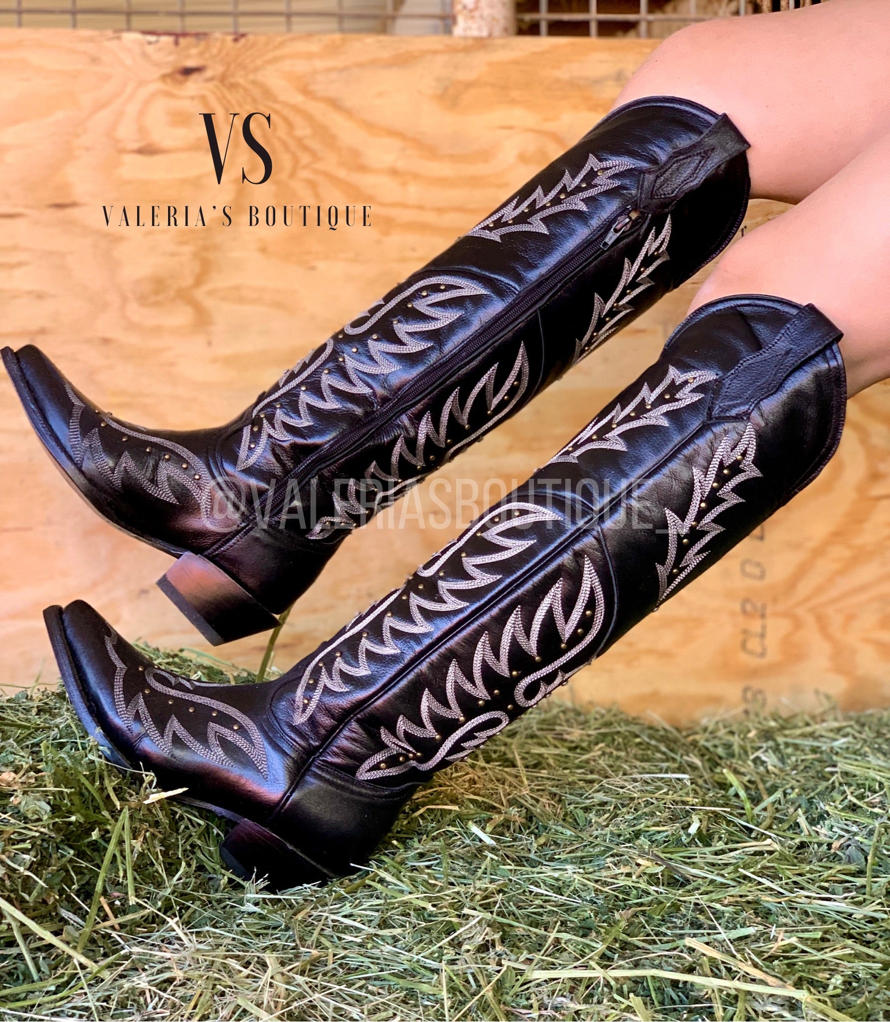 Valeria’S Boutique Tall Western Boots (Black)