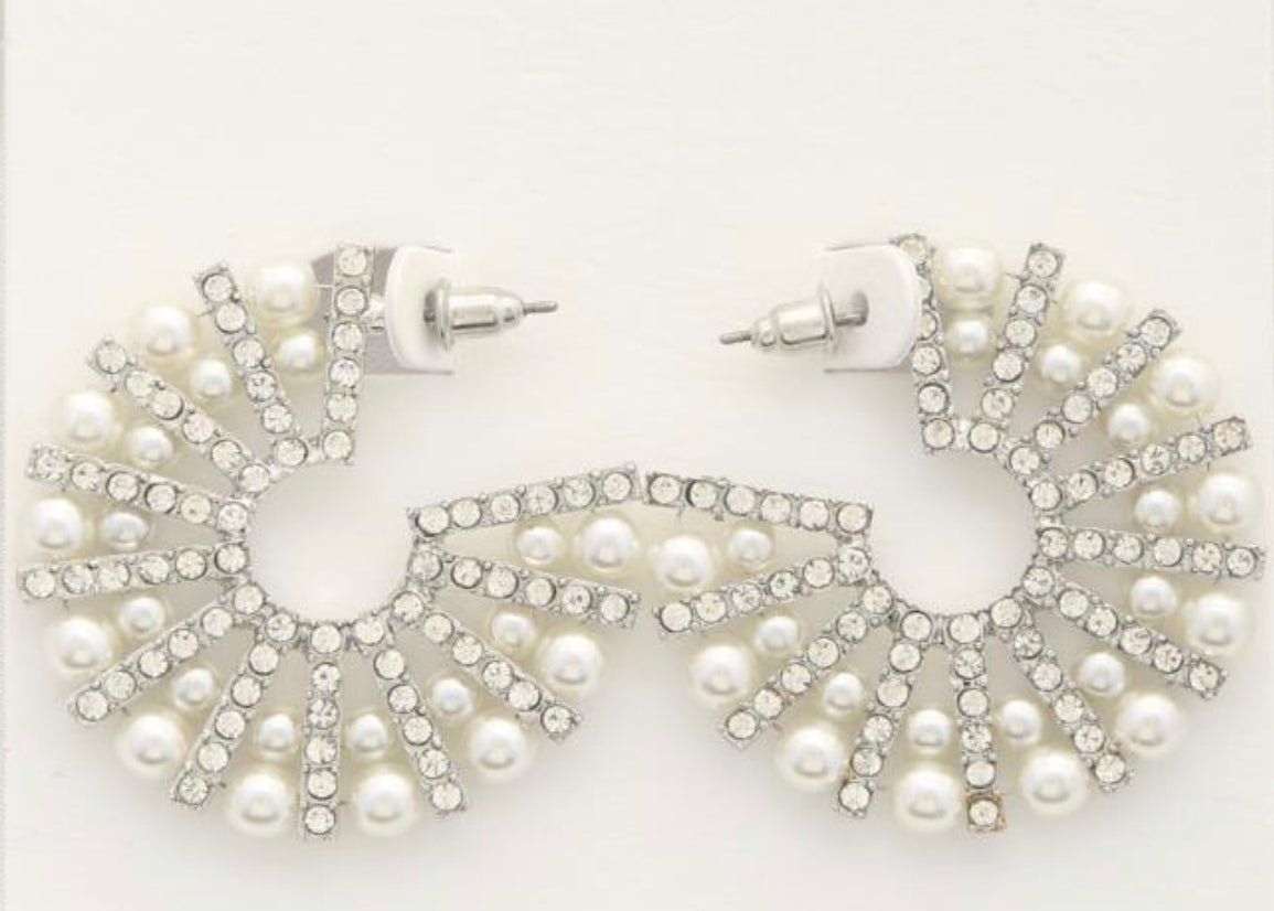 Open Circle Beaded Earrings (Silver)