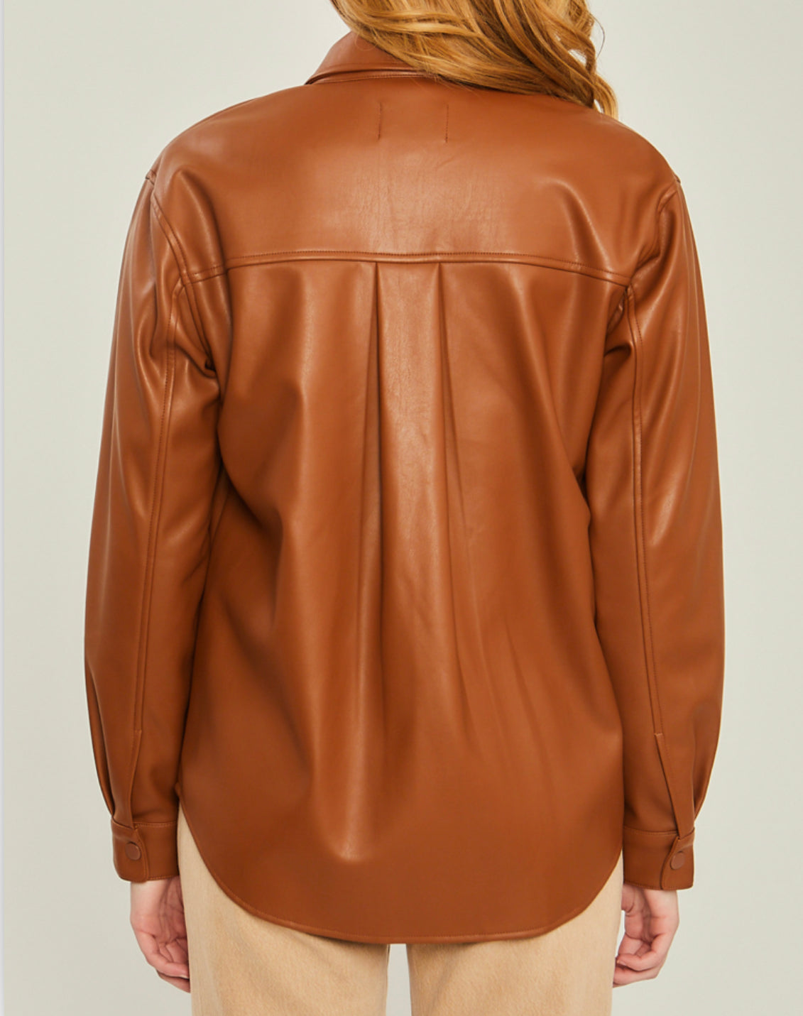 Kendra Leather Shacket (Camel)