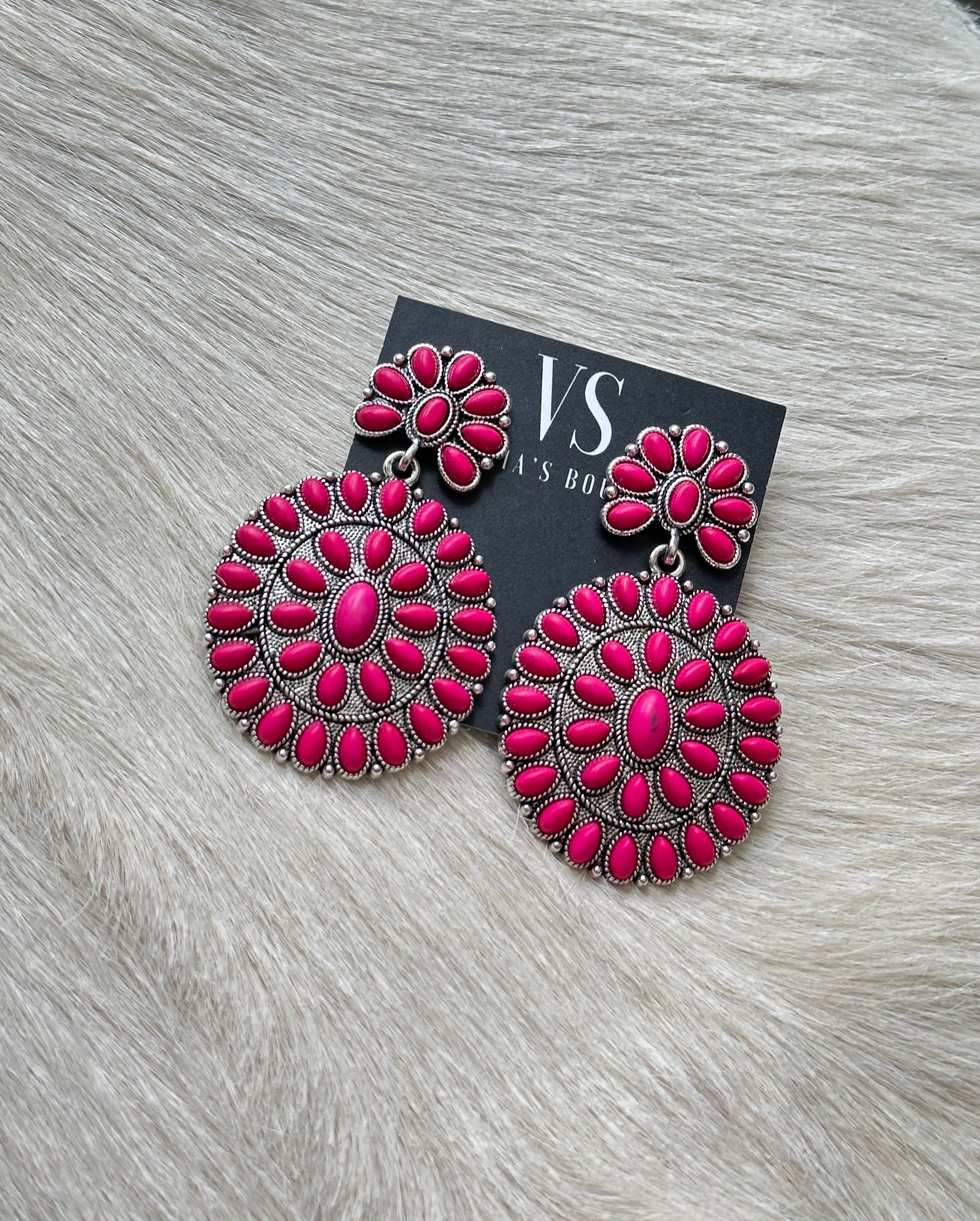 THE Concho Earrings (Fucshia)