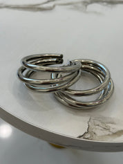 Triple Silver Hoop Earrings