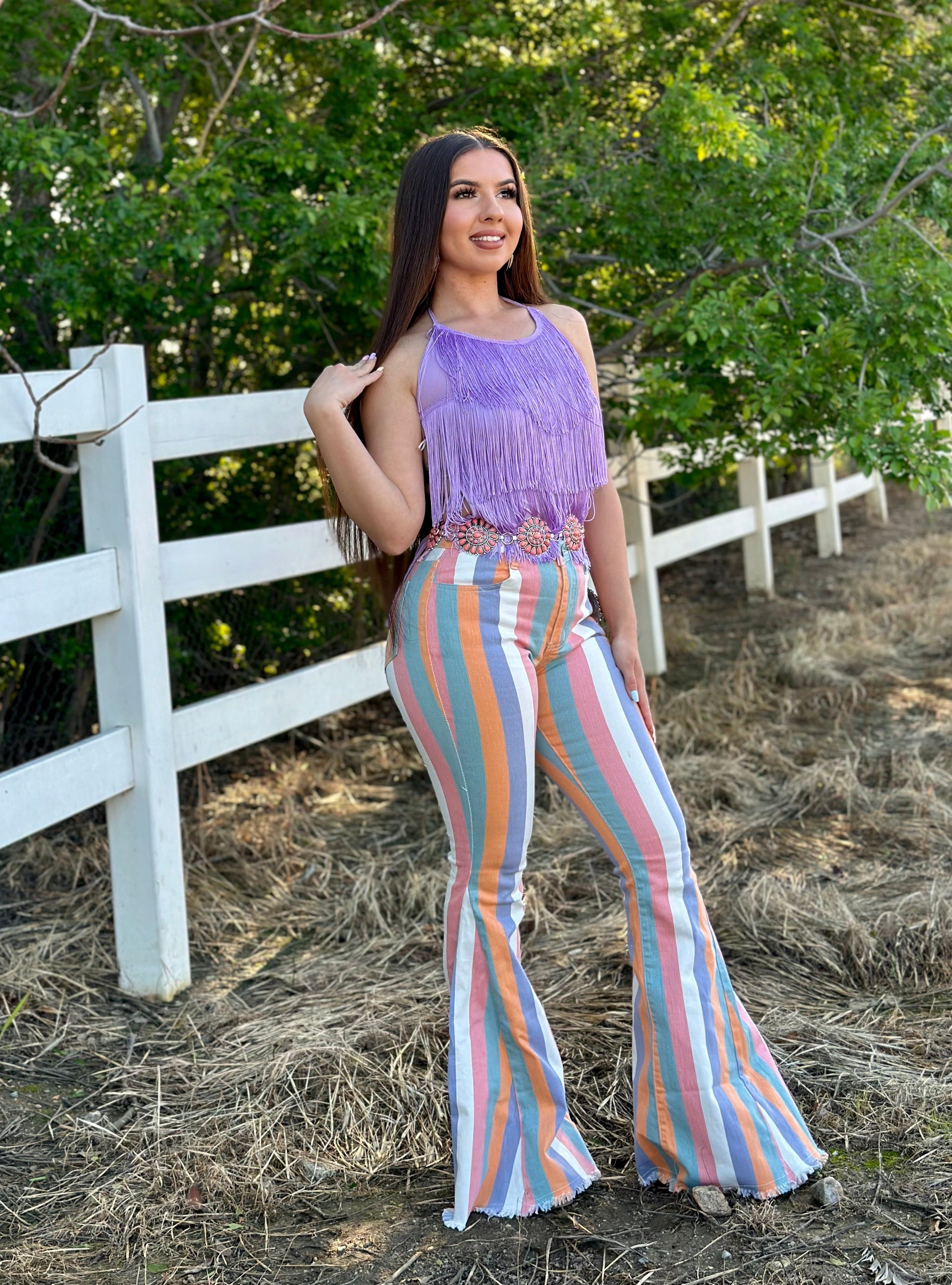 Striped Flare Bell Bottom Pants – Jawaly Boutique