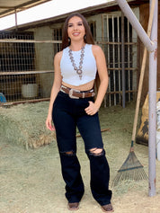 Demi High Rise Wide Leg Jeans (Black)