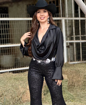 Berenice Satin Blouse (Black)