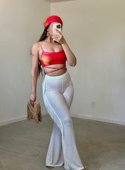 Alani Fringe Flare Coverup Pants
