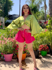 Macarena Bell Sleeve Top (Lime)