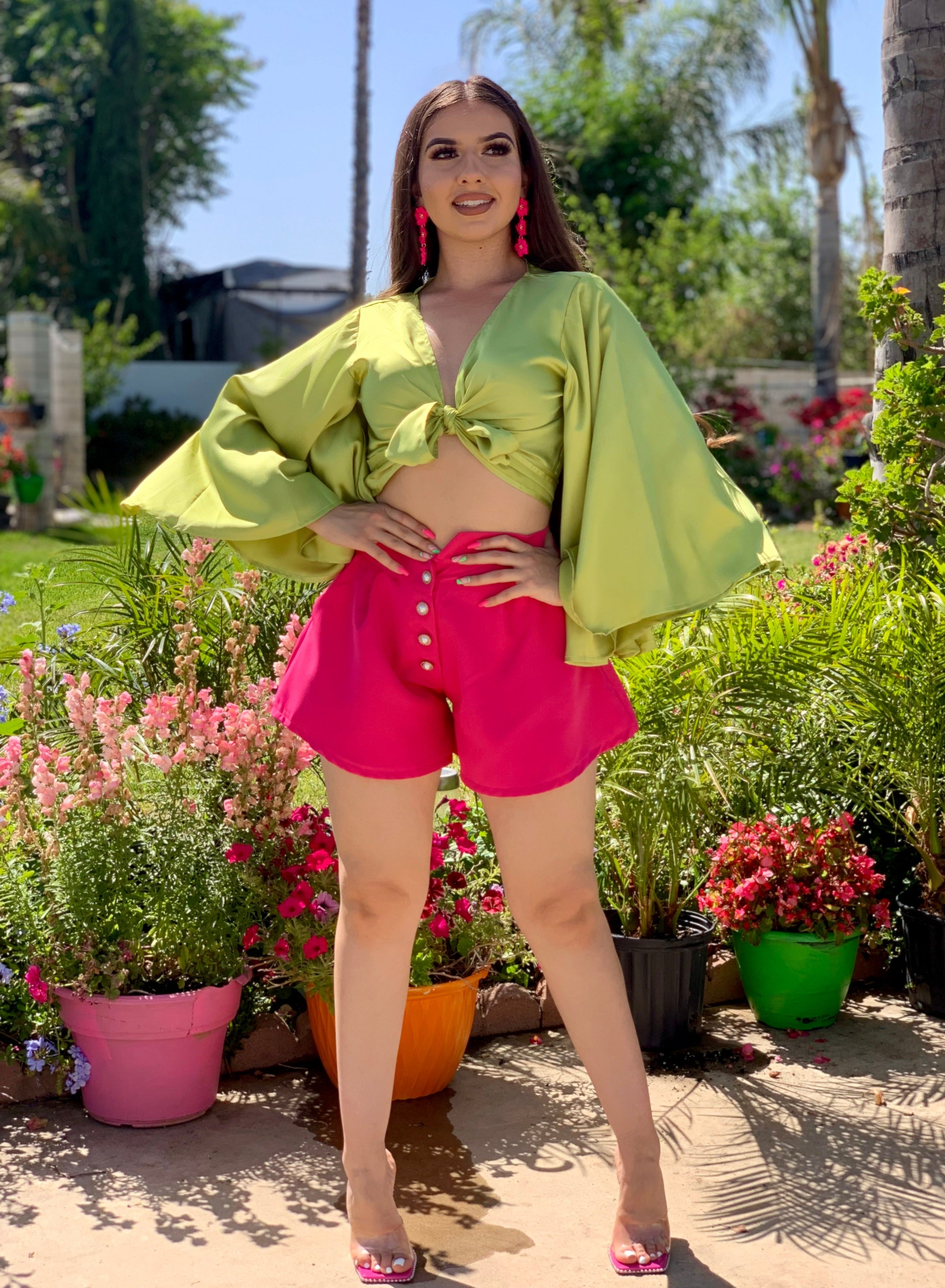 Macarena Bell Sleeve Top (Lime)