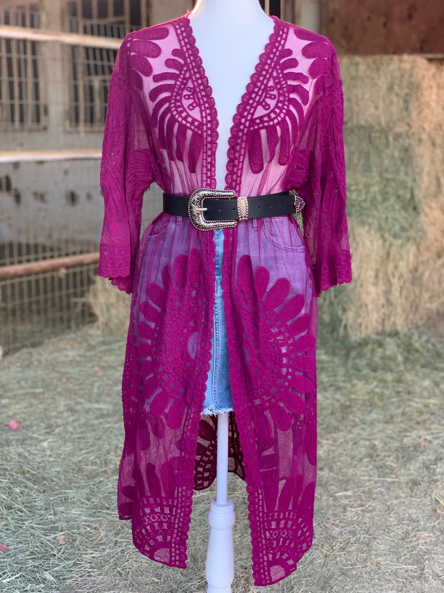 Kayla Mesh Kimono (Plum)