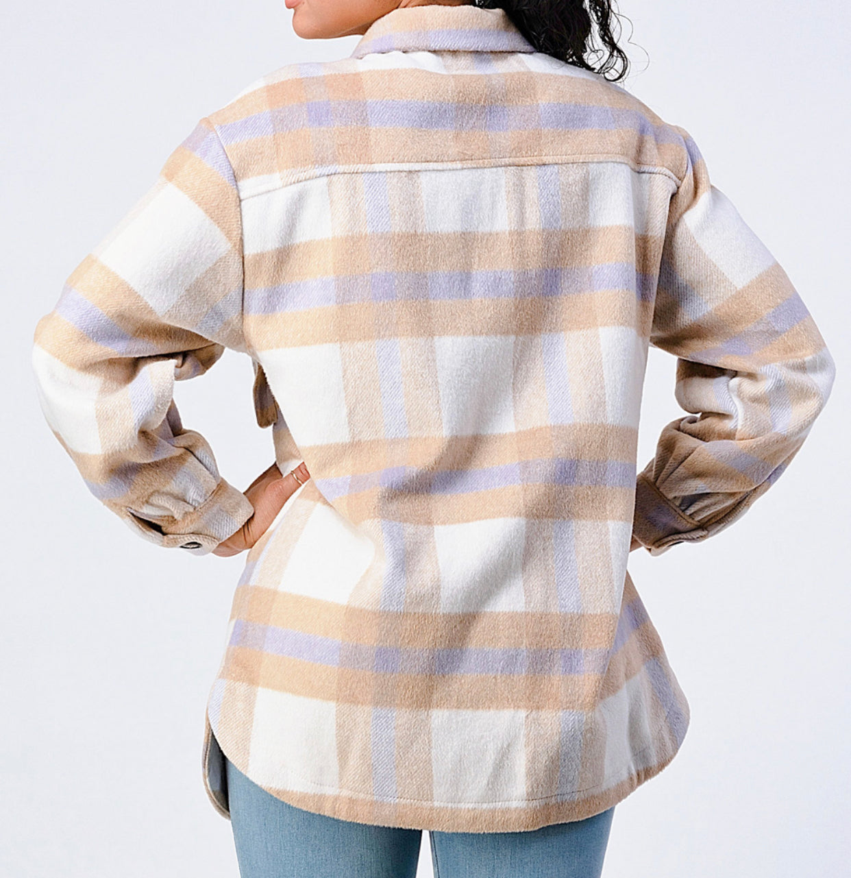 Hazel Wool Plaid Shacket (Lavender)