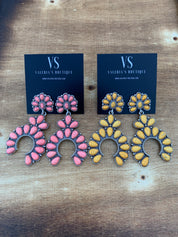 Large Squash Blossom Drop Earrings (Yellow)
