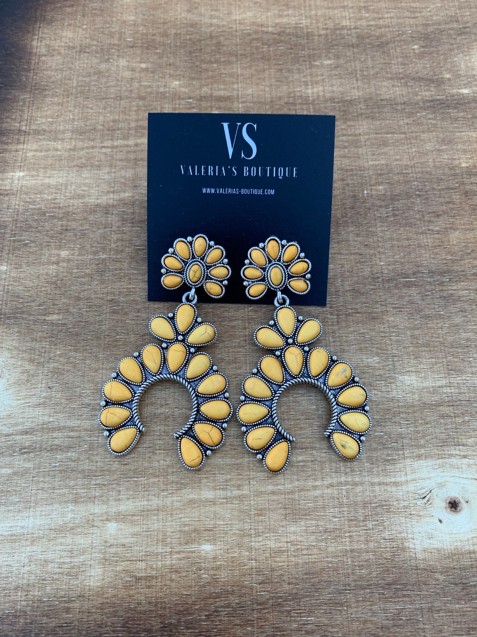 Large Squash Blossom Drop Earrings (Yellow)