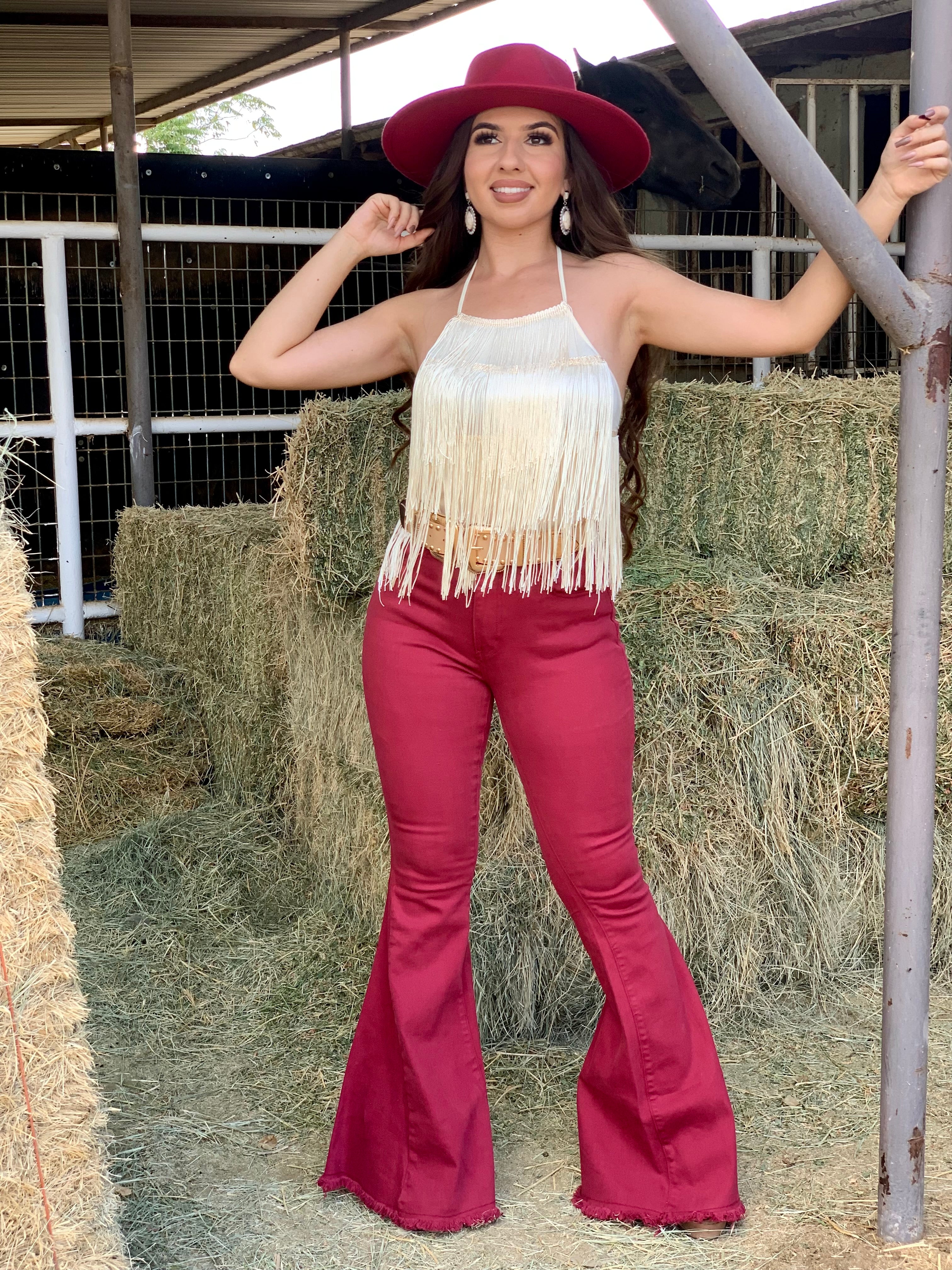 Cherry High Rise Bell Bottom Jeans