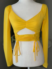 Ava Ruched Drawstring Top (Yellow)