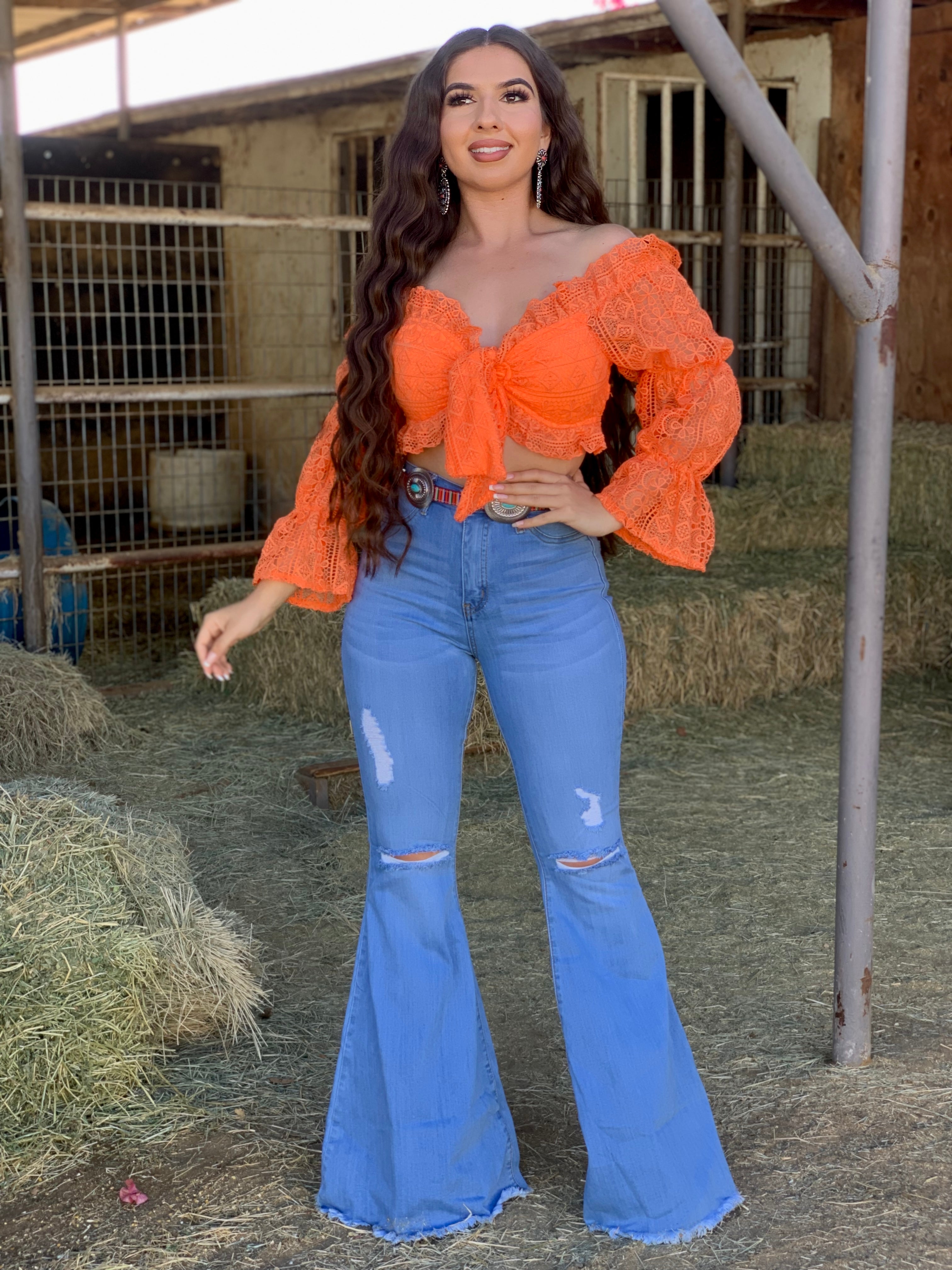 Karol Crochet Top (Orange)