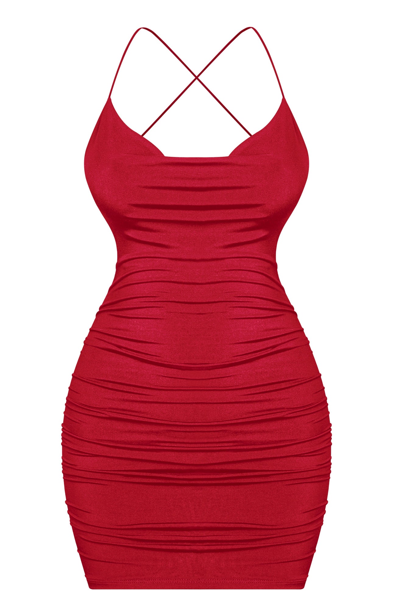Naylea Ruched Back Mini Dress (Red)