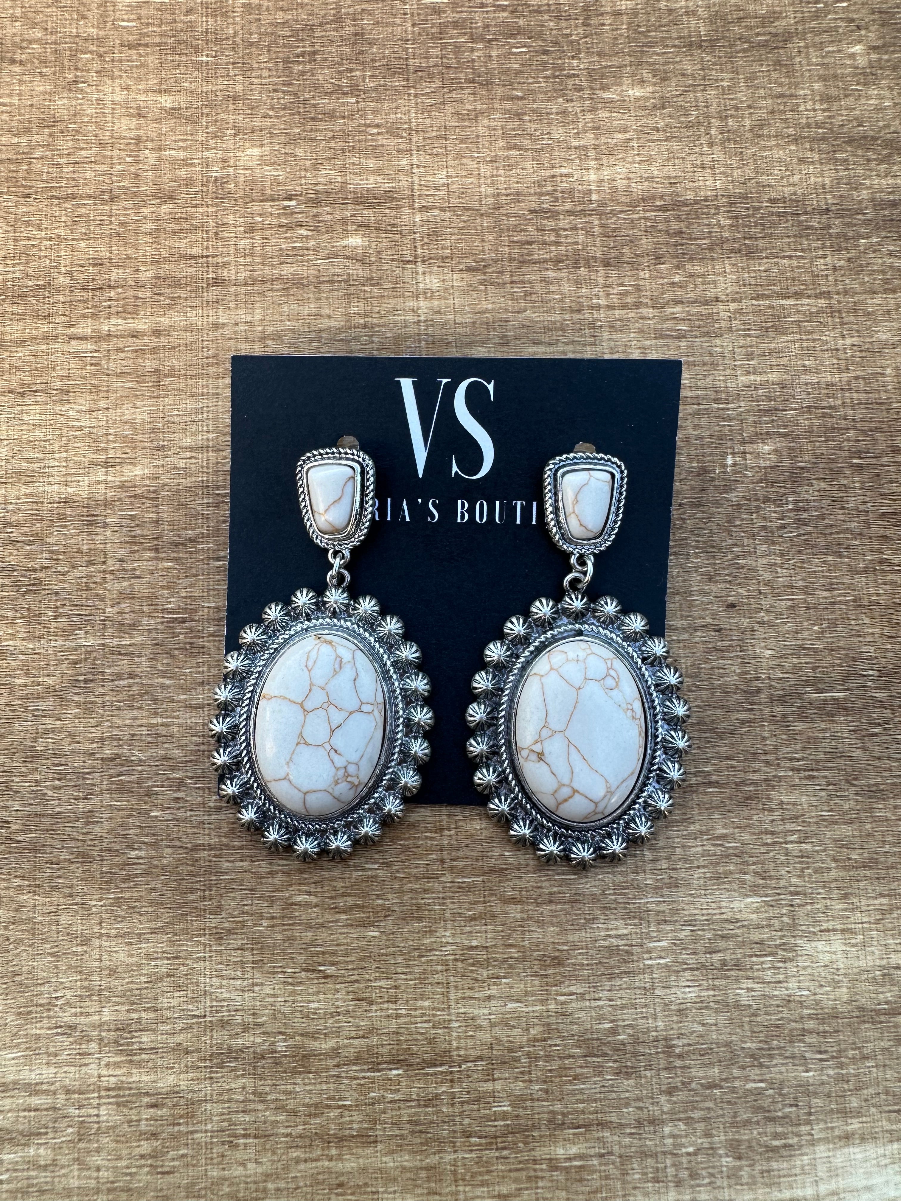 Jewel Western Earrings (White)