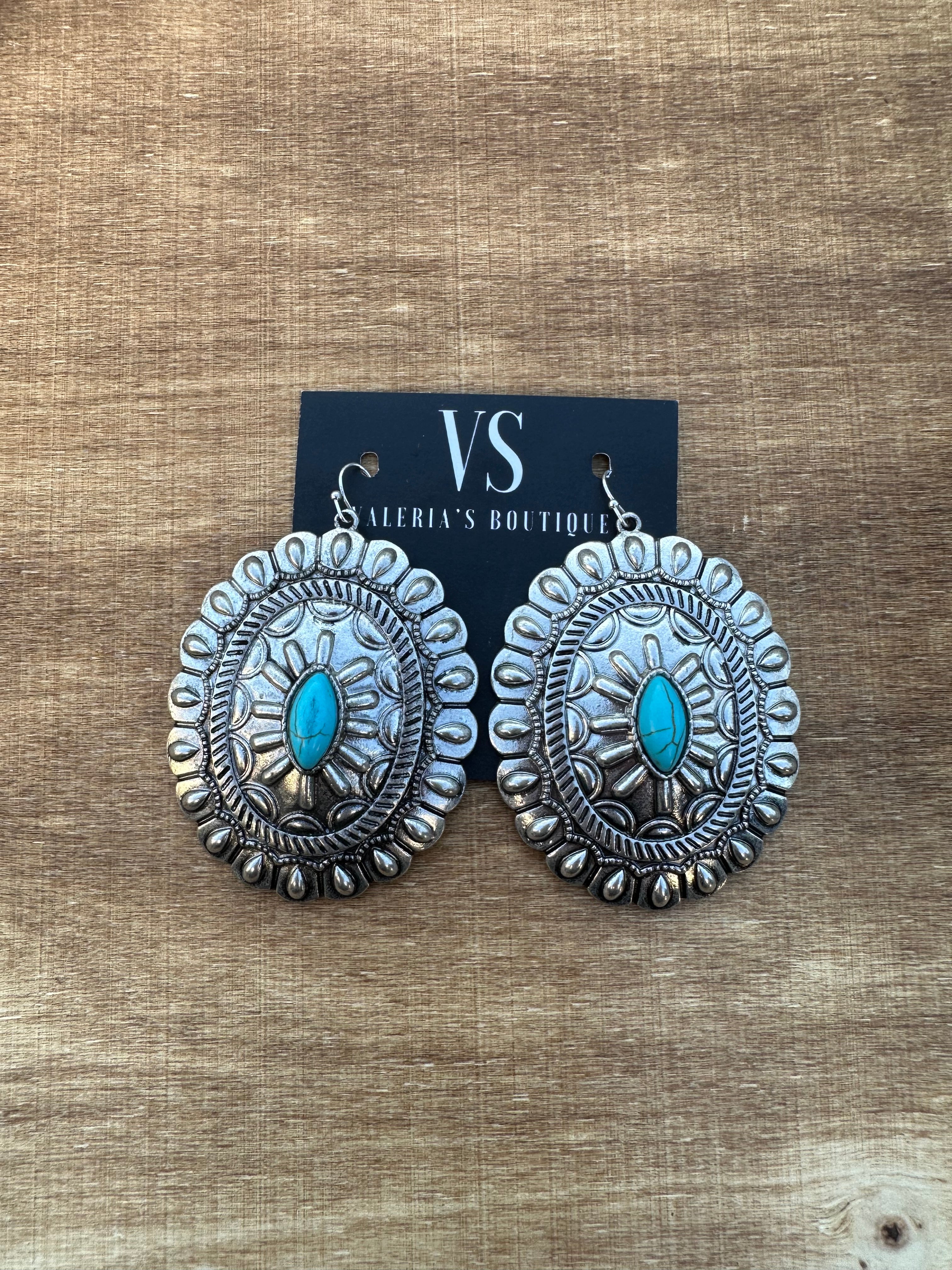 Large Silver Concho Earrings